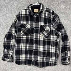 Boston Traders Jacket XL Black White Fleece Sherpa Lined Shacket Grunge Outdoors